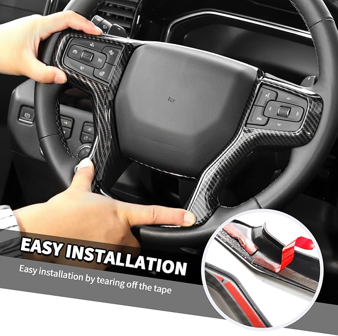 Jimen Fit for Chevy Silverado 2019-2021, 2PCS Center Console Navigation Screen Panel Cover Trim