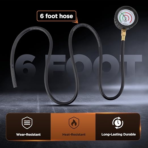 CMTOOL Exhaust Back Pressure Tester Kit with Carrying Case, Automotive Exhaust Back Pressure Gauge Set with 6-Foot Hose, Professional Car Diagnostic Test Tool with Adapter & 2 Hose Clamps