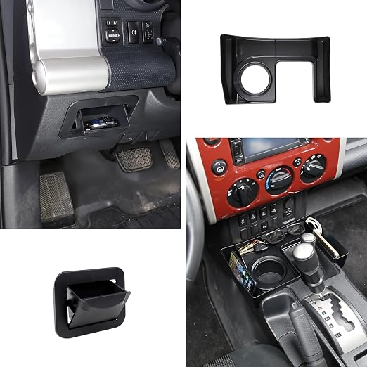 U-Shape Gear Shift Storage Box & Center Console Fuse Storage Box Compatible with Toyota FJ Cruiser 2007-2021, 2PCS