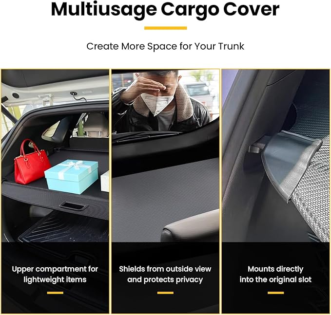 Cargo Cover for Hyundai Tucson 2022-2026, Retractable Trunk Cover Privacy Shade for 22-26 Hyundai Tucson (Carbon Fiber Leather)