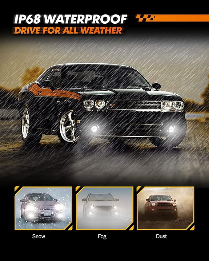 SEALIGHT 𝟗𝟎𝟎𝟔 HB4 Fog Light Bulbs or DRL, 6500K 10000LM 𝟗𝟎𝟎𝟔/HB4 Fog Lights Bulbs Fog Lights or Daytime Running Light, 1:1 Size Plug ang Play, Non-polarity, 2 Pack