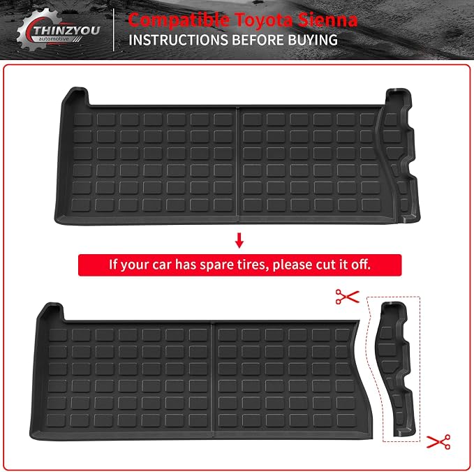 Cargo Mat Compatible with 2021-2025 2026 Toyota Sienna 7&8 Seats Cargo Liner Cargo Mat Trunk Mat Trunk Liner Back Seat Cover 2024 Sienna Accessories (Upgrade Trunk Mat+Backrest Mats)