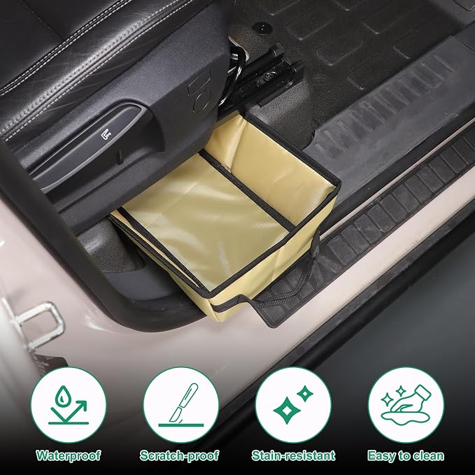 Under seat Storage Bag for Ineos Grenadier 2020-2025 Accessories Oxford Cloth Tool Organizer Box Under Front Seat, Underseat Hidden Bag Organizer Tray Drawer Bin with Anti-slip Handle (Beige)