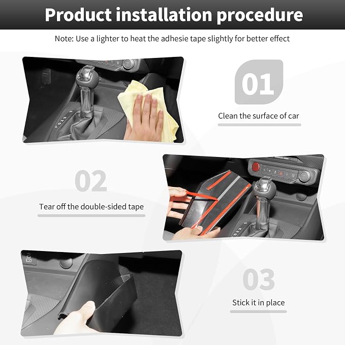 Door Side Organizer & Rear Storage Box 3PCS Interior Storage Tray for Ford Mustang 2015-2026 Armrest Phone Container Door Handle Pocket Tray Minimalist Black Interior Accessories