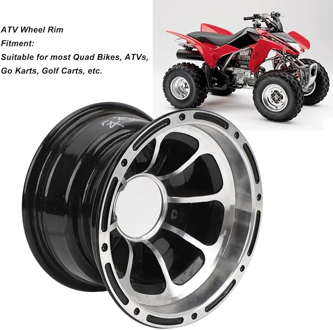 ATV Wheels Rim, 8 Inch ATV Wheel Rim, High Strength ATV Aluminum Alloy Wheel Rim for Most Quad Bike Go Kart Golfs Cart (Front Wheel)
