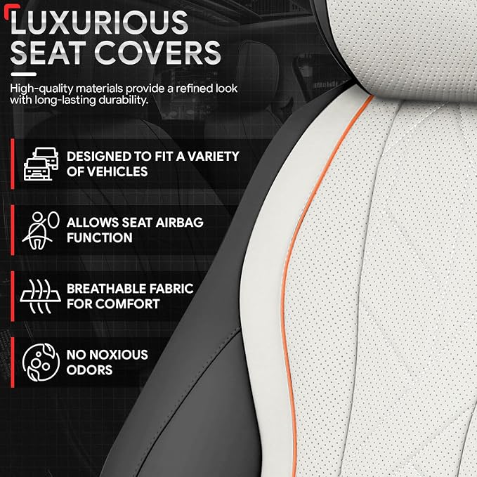 Touring Series Leatherette Front Row Set Seat Covers Universal for Cars Trucks SUV, Grey, CA-SC-Touring-F-GY