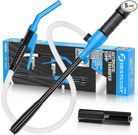 Portable Transfer Pump Battery Operated Electric Siphon Pump for Gas, Fuel, Diesel, Water Transfer 2.4 GPM Flow Oil Extractor, 47 Inches Hose-Easy to Use Hand Fuel Pump, Multi-Use Transfer Pump(Blue)