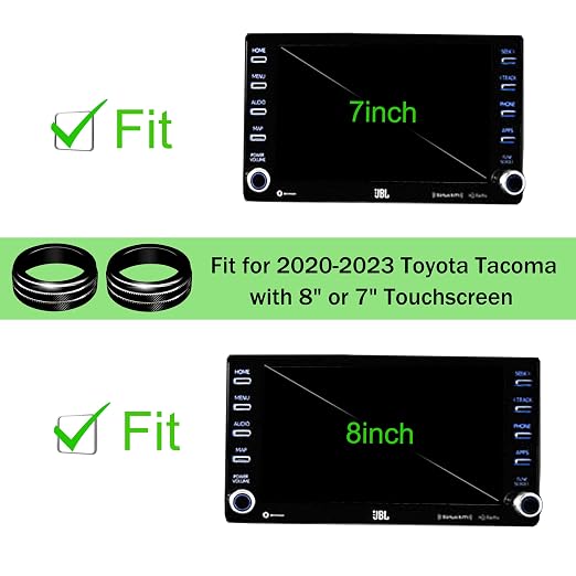 for Toyota Tacoma Accessories 2023 2022 2021 2020 with 8" or 7" Touchscreens Knob Covers - AC Vent Ring Button Knob Covers for Air Conditioner Volume Mirror Push Start Stop Button Trim 12Pcs (Black)