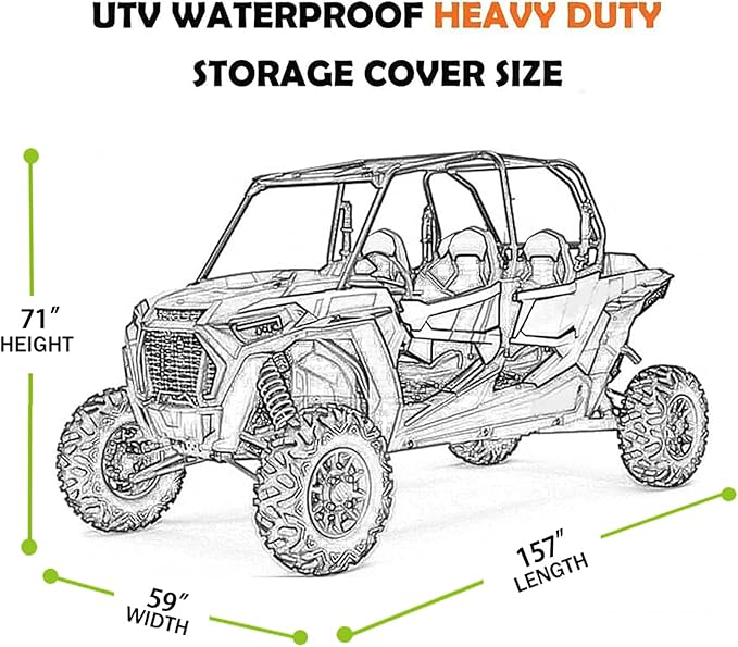 4-6 Seaters RZR UTV Covers Waterproof Outdoor,Heavy Duty Fadeless Oxford Cloth,Windproof All Weather Side by Side Covers Accessories for Polaris RZR Can-Am Yamaha Honda,157Lx59Wx71H Inches