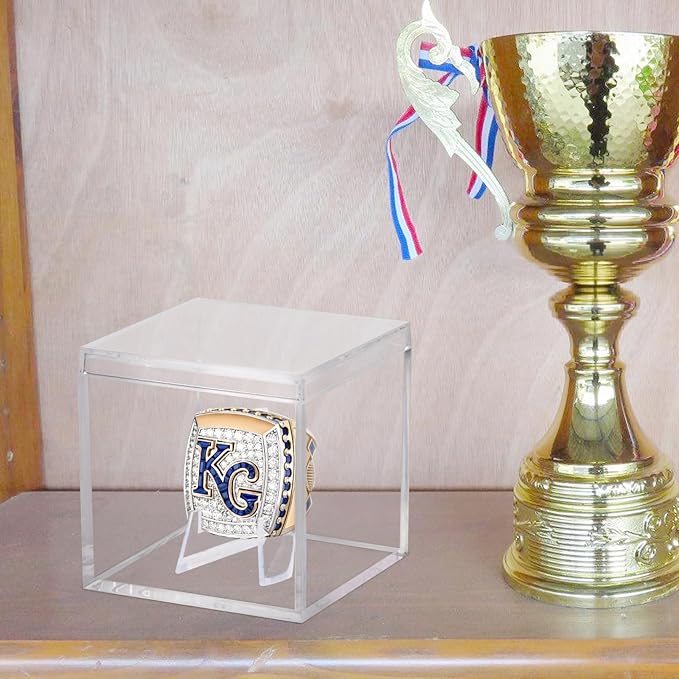Championship Ring Display Case Clear Acrylic Ring Case Display Box for Sports Baseball Basketball Softball Football Single Ring Holder Coin Stand, 2.16 Inch