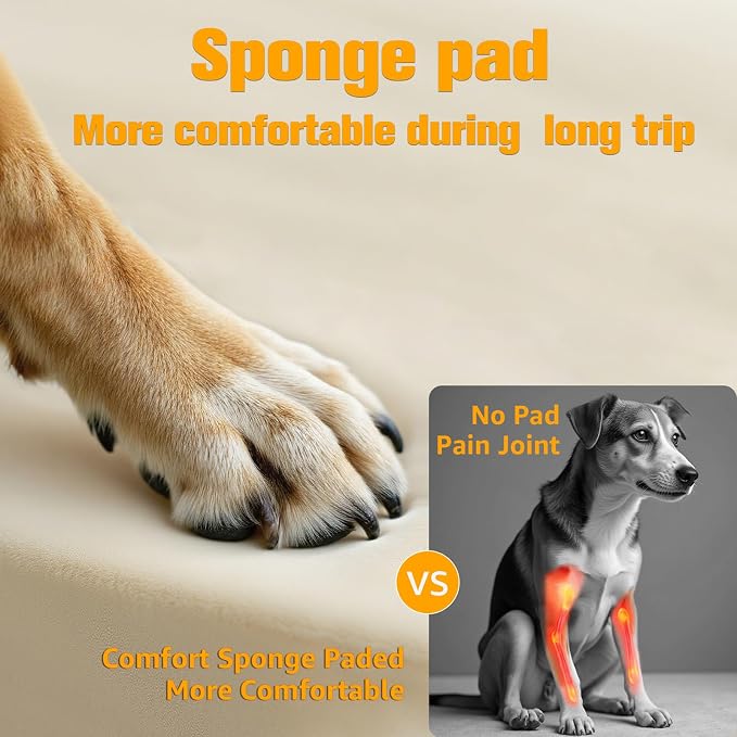 PETICON Back Seat Extender for Dogs, Hard Bottom Dog Car Seat Cover+Waterproof 6in Memory Foam Dog Car Seat for Small Medium Dogs