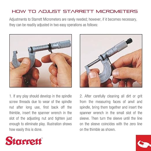 Starrett Outside Micrometer with Ratchet Stop, Lock Nut, and Carbide Faces - Quick and Easy Adjustment, 3-4" Range, .0001" Graduations - T436.1XRL-4 W/SLC