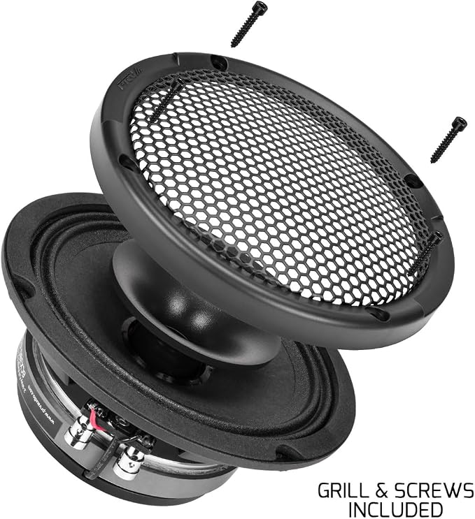 PRV AUDIO 6.5" Shallow Coaxial Car Audio Speaker 2X 6CX380-4 Slim Loudspeakers with Built-in Tweeter Driver and Grill Included 380 Watts 4 Ohm (2 Speakers) Bundle