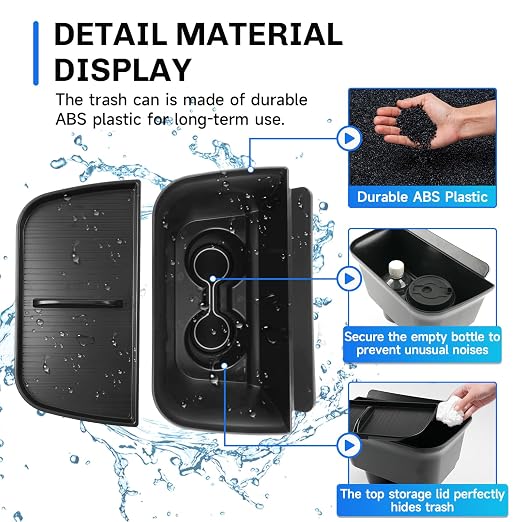 SXCY for 2025 2026 Toyota Sienna Trash Can for 2021-2026 Toyota Sienna Accessories Rear Seat [Not for Cool Box] [OEM-Fit] Waterproof Leak-Proof 2-in-1 Trash Bin & Organizer w/Lid Odor-Free Storage