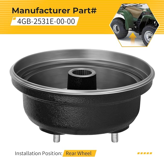 M MATI Rear Brake Drum for Yamaha Big B-ear 350 1996-1999 Kodiak 400 1993-1999 Grizzly 600 1998 4GB-2531E-00-00
