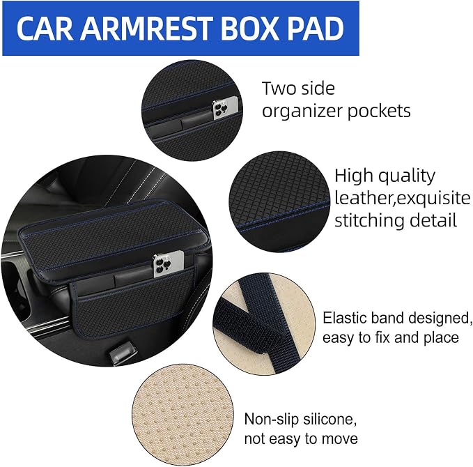 NBTEPEM 6 PCS Car Steering Wheel Cover Set, Microfiber Leather Steering Wheel Covers Universal 14.5-15 inch, Center Console Cover, Seat Belt Cushion, Cup Holder Coaster, Car Accessories Set Blue