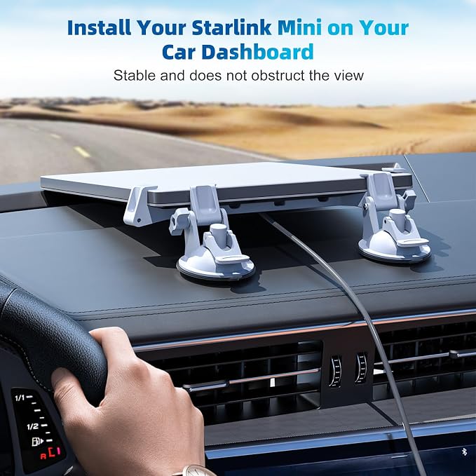 FONKEN for Starlink Mini Car Mount for Dashboard for Starlink Mini Dash Mount for Starlink Mini Suction Cup Mount for Dashboard & Windshield Suitable Most Vehicles and Ensures Stable Satellite Signal
