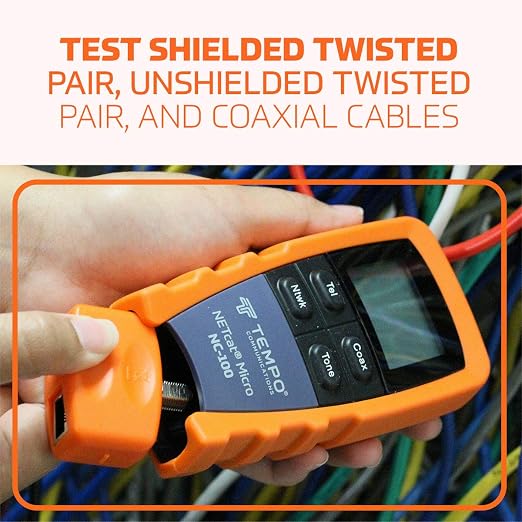 TEMPO NC-100 NETcat Micro Wiring Test Tool, Ethernet Coax Testing, Digital Cable Tester for Voice, Data, Video, Coax, Ethernet (NC-100)