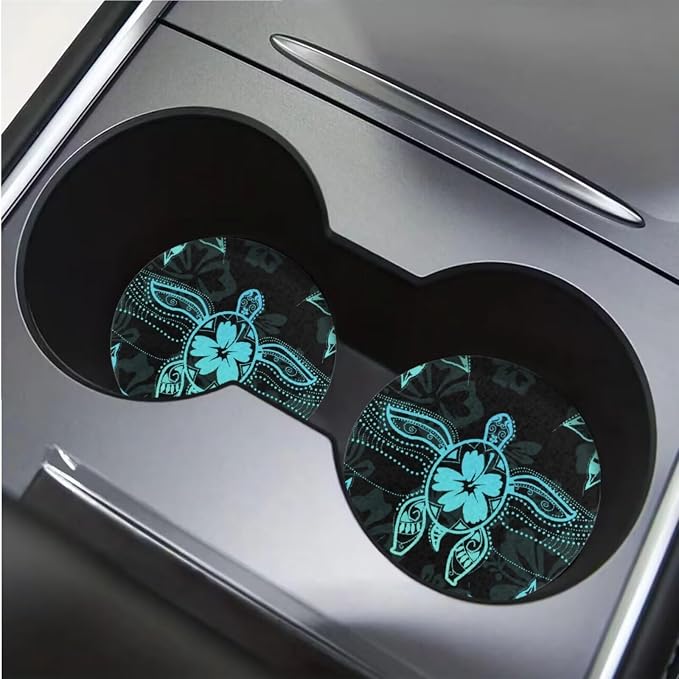 BIGCARJOB Sea Turtle Tribal Car Seat Cover Sets 12 Pcs Auto Interior Accessories Seat Belt Cover,Armrest Seat Box Cover Cushion,Cup Mats,Universal Car Seat Protector Sets