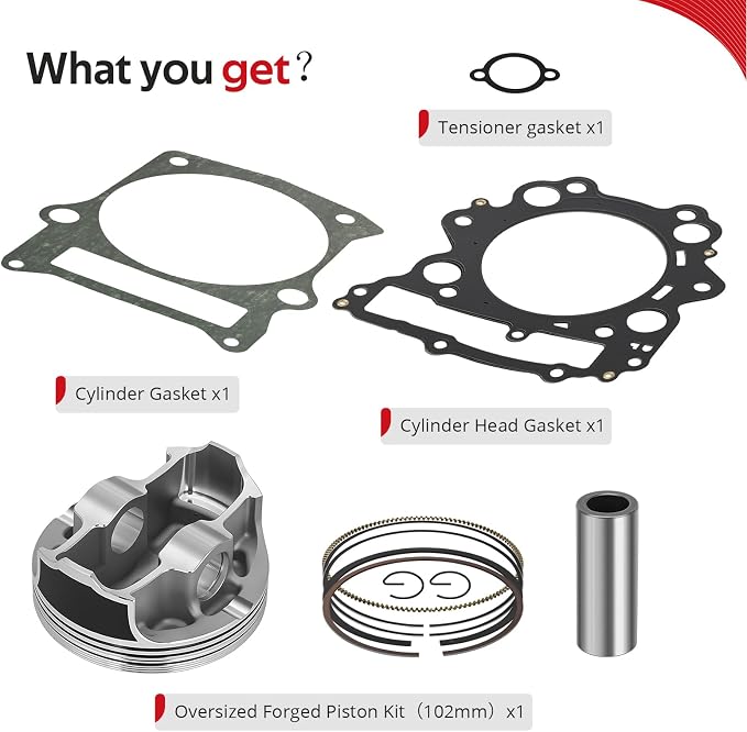 JAVIK 3YF-11631-00-X0 Top End Rubuild Kit Oversized 102mm Forged Piston For Yamaha Grizzly Rhino Raptor 660 YFM660F/R YXR660 2001-2008