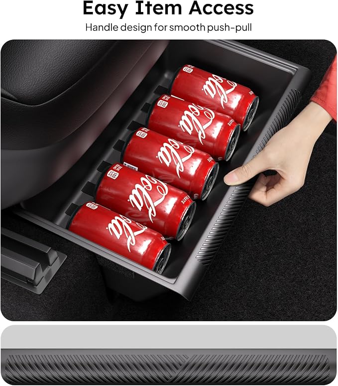 Wigoo Under Seat Storage Box for Tesla Model Y 2019~2025, 2 Pack Underseat Storage Tray with Lid, Secure No-Slide Design, Not Fit Model Y Juniper