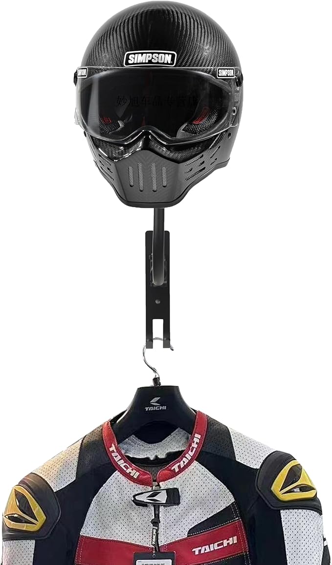 Helmet Storage Wall Mounted, Helmet Rack with 2 Hooks Helmet Hanger for Motorcycle, Bikes, Coats, Hats, ATV, Baseball, Football, Rugby Helmets