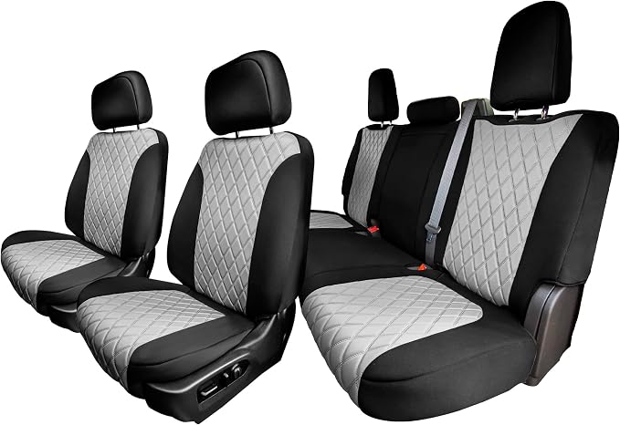 FH Group Custom Fit Car Seat Covers Specifically Made for 2019-2023 GMC Sierra 1500 2500HD 3500HD SLE | Base - Ultraflex Neoprene Water Resistant Automotive Seat Covers- Full Set Gray