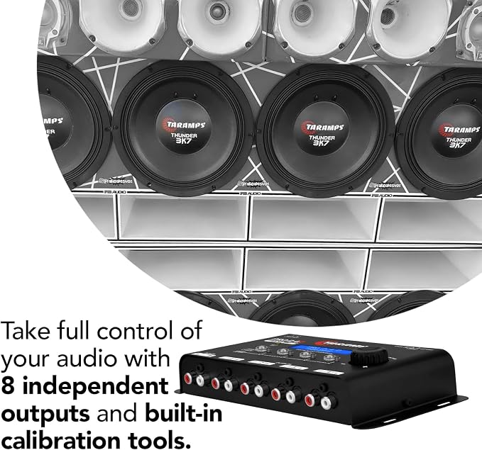 Taramps Pro 2.8S Black DSP Crossover Full Digital Signal Audio Processor and Equalizer with sequencer 15-Band Graphic Equalization 12 preset EQ 2-Channel in and 8-Channel Out Car Audio, Sound Quality