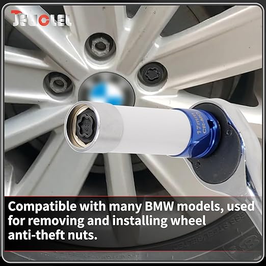043 Wheel Locking Nut Key Compatible with BMW Series, Socket OD 27mm - ID 25mm, Nut Adapter, Anti-Theft Lug Nut Removal Tool