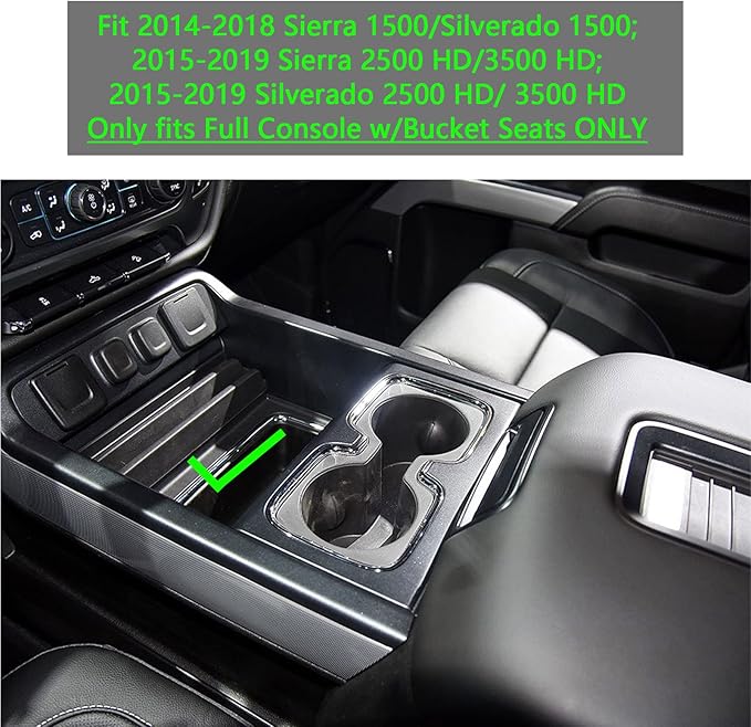 Full Coverage Center Console Organizer Compatible with 2014-2018 GMC Sierra 1500 /Chevy Silverado 1500 Accessories 2015-2020 Yukon XL/Tahoe Suburban