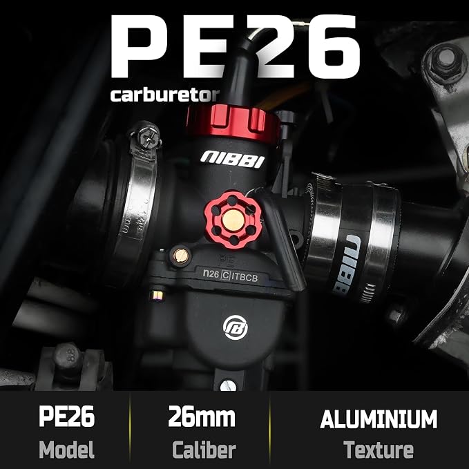 NIBBI Carburetor PE26,26mm Carburetor fit 200cc Motorcycle Engine with Carb Jets - For Dirt Pit Bike Mini Bike Motocross GY6