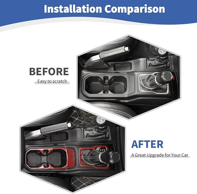 RT-TCZ for Wrangler JL Interior Trim Kit Compatible with Jeep Wrangler JL JLU Gladiator JT 2018-2023 Red Carbon Fiber Interior Accessories 23pcs