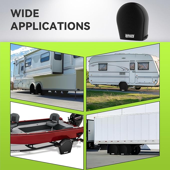 RVMATE RV Tire Covers, Wheel Cover (4 Pack) Fits 24"-26" Diameter Tires, Waterproof Anti-UV Black Tire Covers RV Accessories for Truck/Trailer/Car