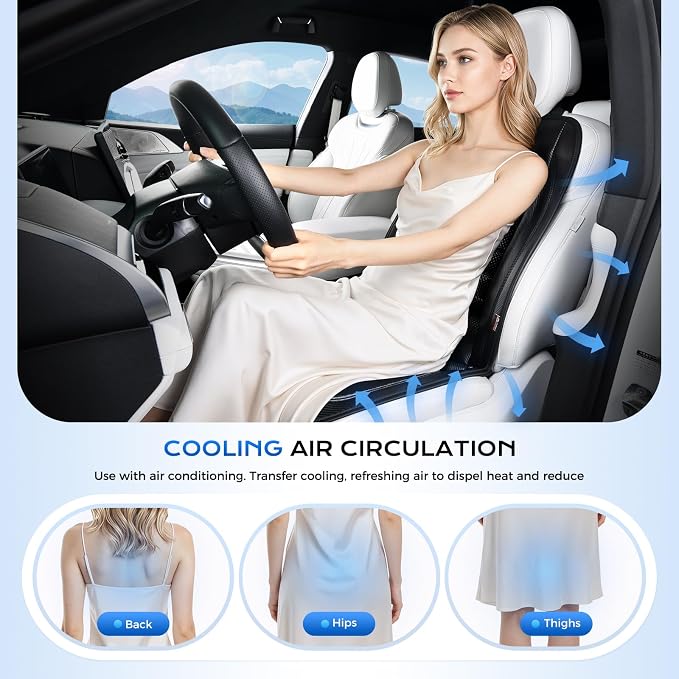 Coverado Cooling Car Seat Cover, 12V-24V Ventilated Driver Seat Cushion with 2 Turbo Fans & Wireless Control, Carbon Fiber Fabric Cooled Seat Cover for Car, Universal Fit for Sedans SUV Trucks, Black