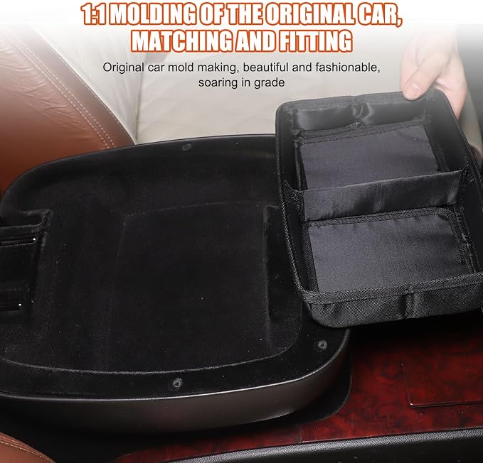 Car Armrest Box Storage Box Compatible with Cadillac Escalade 2007-2014,Cloth Center Console Storage Box Organizer Interior Accessories