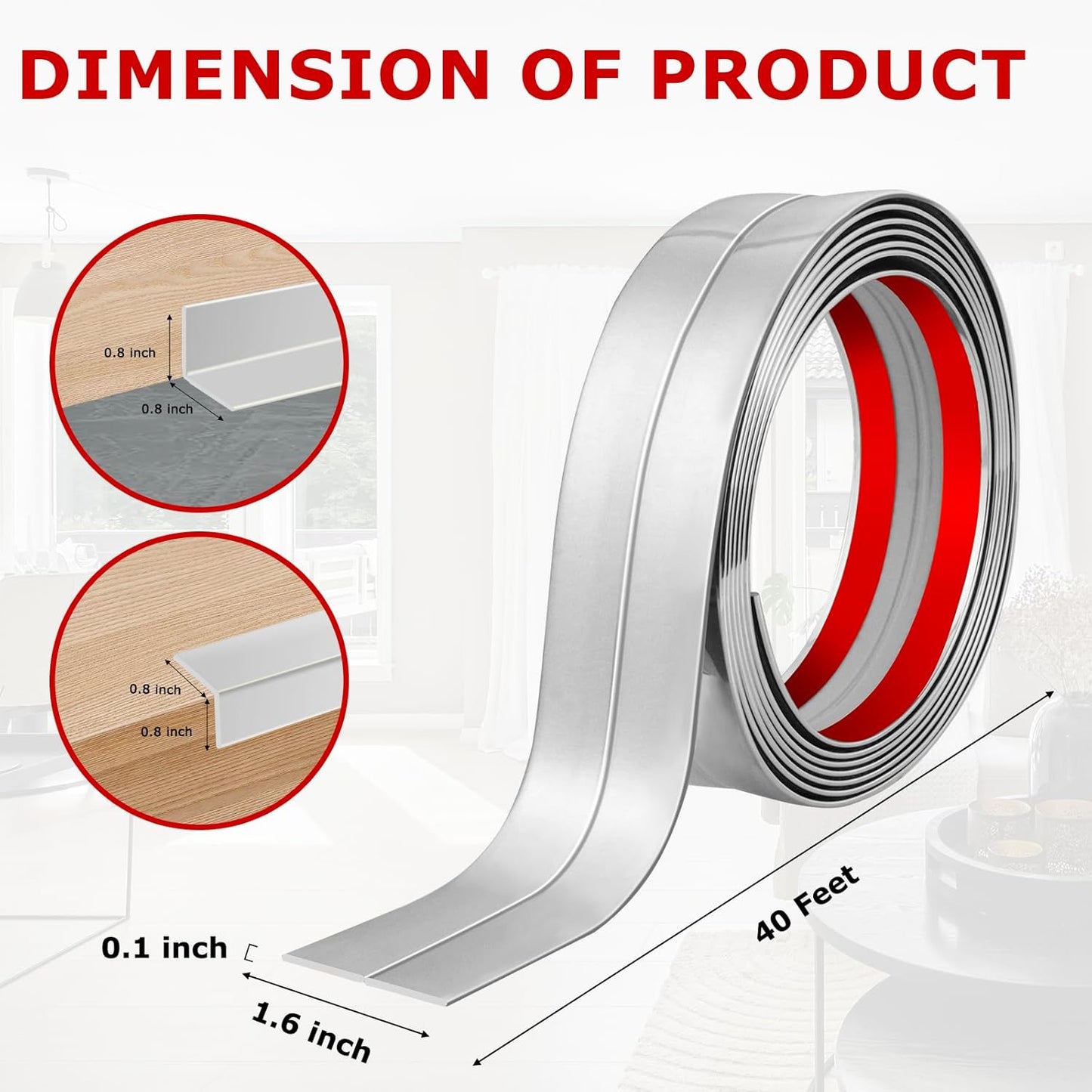 Flexible Wall Corner Protector Moulding Trim Peel and Stick Wall Corner Guards Edge Protector Self Adhesive Molding Trim Strip for Edge Ceiling (Silver, 1.6 in x 40 Ft)