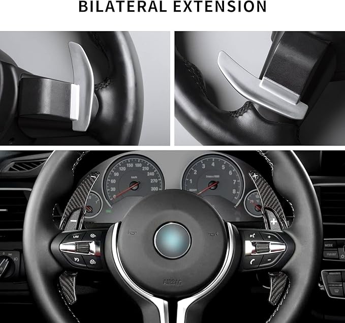 Real Carbon Fiber Steering Wheel Paddle Shifter Compatible with BMW M2 M3 M4 M5 M6 X5M X6M, T-carbon Glossy Paddle Shifter Extension Cover Compatible with BMW M Series 2013-2018(Black)