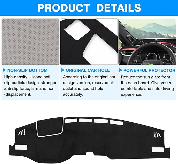 Autorder Dashboard Cover Mat for 2021 2022 2023 2024 Toyota Venza Accessories Dash Cover Flannel Dash Mat Sunshade Glare UV Rays Protector