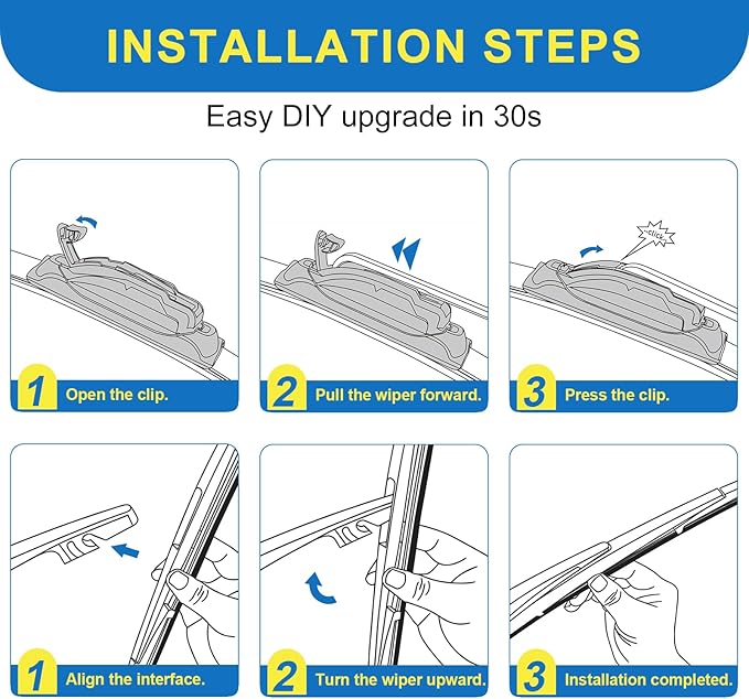 HRSNO® Wiper Blades:3-Pack Windshield Wipers for Acura RDX 2019-2025-All-Season Beam Design-Quiet Streak-Free-Exact Fit Replacement for Acura Cars (26"/18"/12")