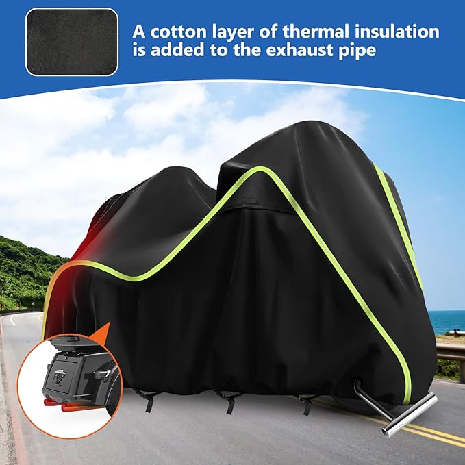 QUNSUNUS Motorcycle Cover for Harley Davidson Trike Models Freewheeler/Tri Glide Ultra/CVO Version/Gold Wing with Vent and Antenna Holes for with Wind, Sun, UV and Dust Protection