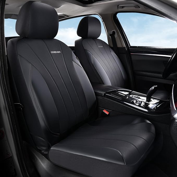 Coverado Seat Covers, Red Car Seat Covers Full Set, Automotive Seat Covers 5 Seats, Waterproof Black Car Seat Protectors Universal Fit for SUVs Trucks Sedans