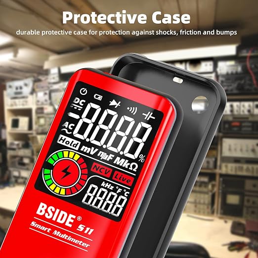 BSIDE Color LCD Digital Multimeter 3 Results Display 9999 Counts Auto-Ranging Ohmmeter, Rechargeable with Smart Mode, Capacitance Ohm Frequency Diode Duty Cycle Live Check Voltage Tester