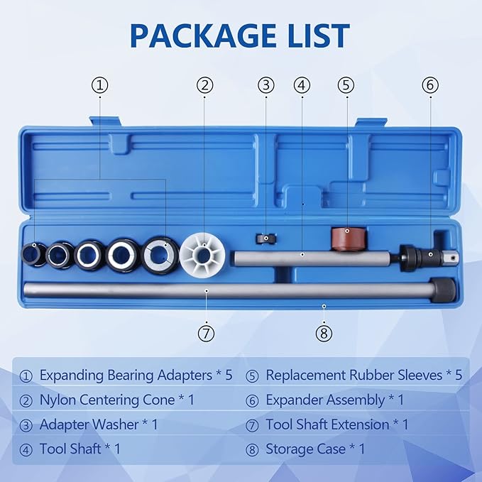 Engine Cam Bearing Installation and Removal Tool Kit Camshaft Bearing Tool with 1-1/8 to 2-2/3 inch Adapter Suitable for Most Vehicles Car Tool
