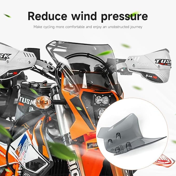 Motorcycle Windshield for all 690 SMC R ENDURO / EXC XC XCW 125-500 / Husavarna 701 SM/ENDURO 125-501, Front Windscreen Wind Deflector Wind Protection (Smoke Gray)