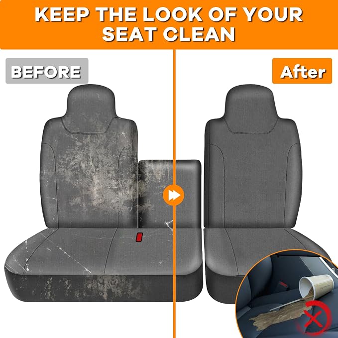 Truck Seat Cover Compatible with 2006-2024 2025 Isuzu NPR Front 40/60 Split Bench Seat Cover (Charcoal, 2006-2025)