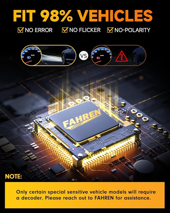 FAHREN 2026 H13/9008 Lights Kits High/Low Beam, 50000LM 1200% 6500K Ultra-Bright Bulb 1:1 Mini Size No Adapter Required 9008 Lights Kits, Easy Plug-N-Play Installation, Pack of 2