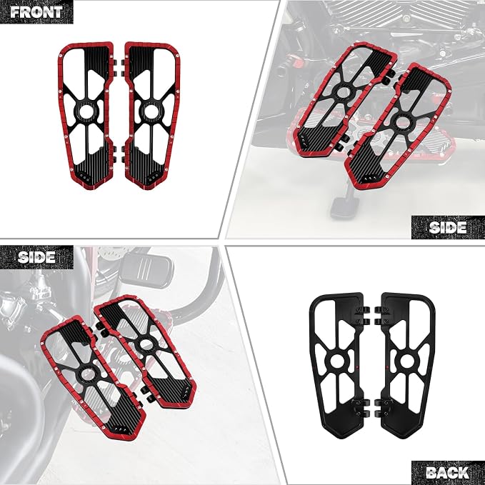 Motorcycle Floorboards Driver Footboards Wide Foot Pegs Board Pedal Compatible with Touring Electra Road Street Glide Softail Road King Red Edge