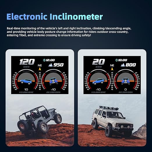 MH Heads Up Display OBD2+GPS Dual System Car HUD Display, OBD2 Gauge Display, Digital Speedometer MPH Driving Overspeed Alarm Trip/Water Temperature/Fuel Consumption for All Vehicle
