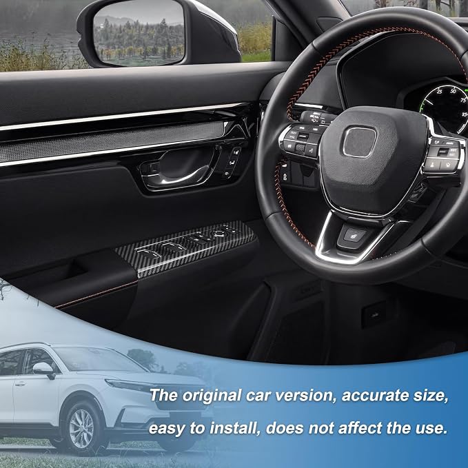 Carbon Fiber Window Lift Switch Panel Cover Compatible with 2023-2026 Honda CR-V CRV