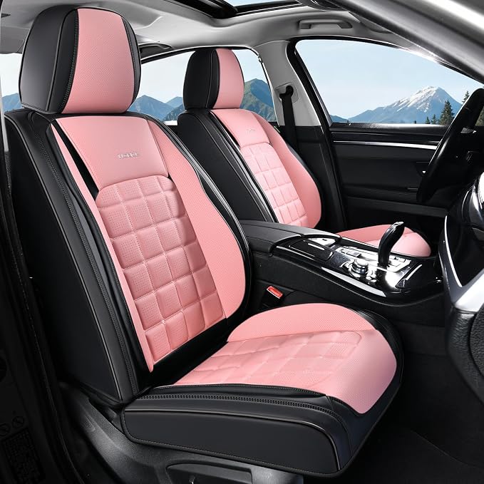 FLORICH Leather Seat Cover, Car Seat Covers Front Set, Waterproof Car Seat Protectors, Front Seat Covers 2 Pack, Breathable Automotive Seat Covers Protector Fit for Most Cars Trucks SUV